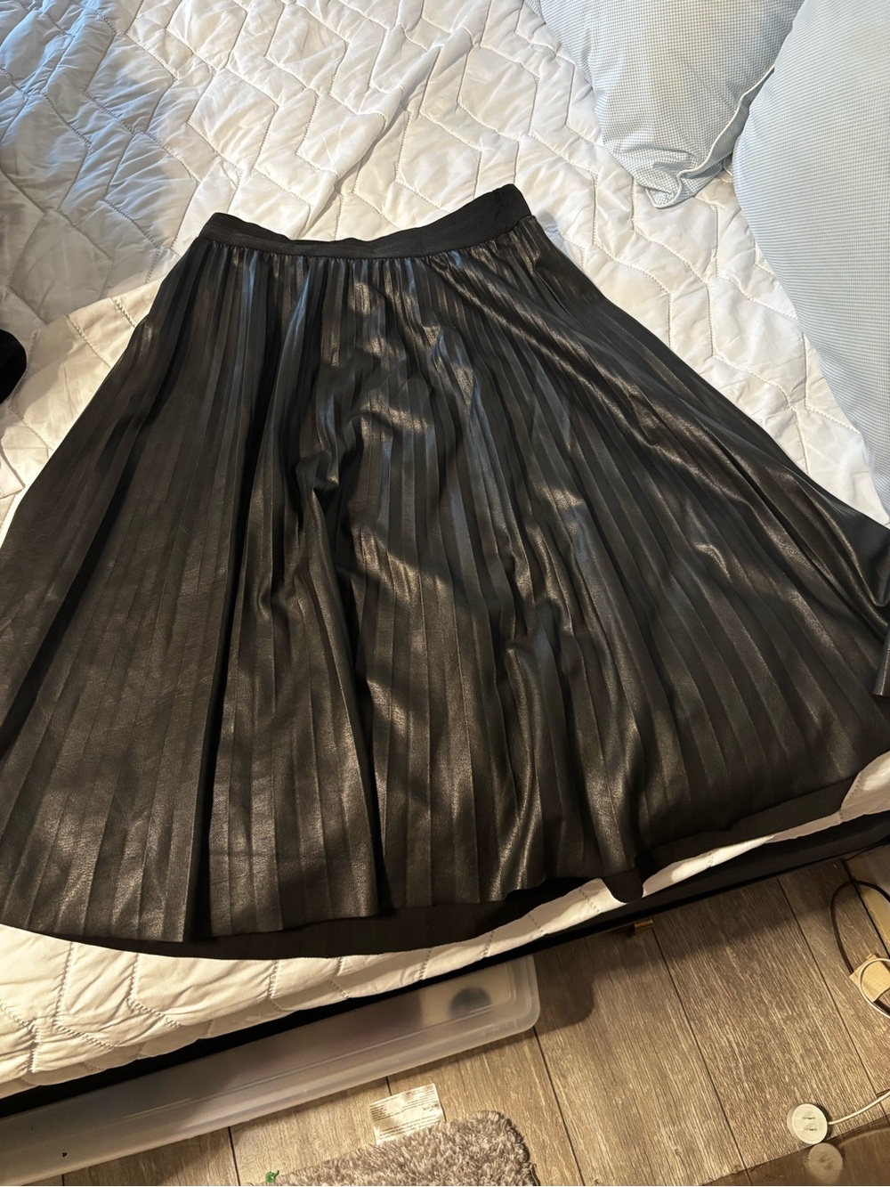 Black Pleated Midi Skirt
